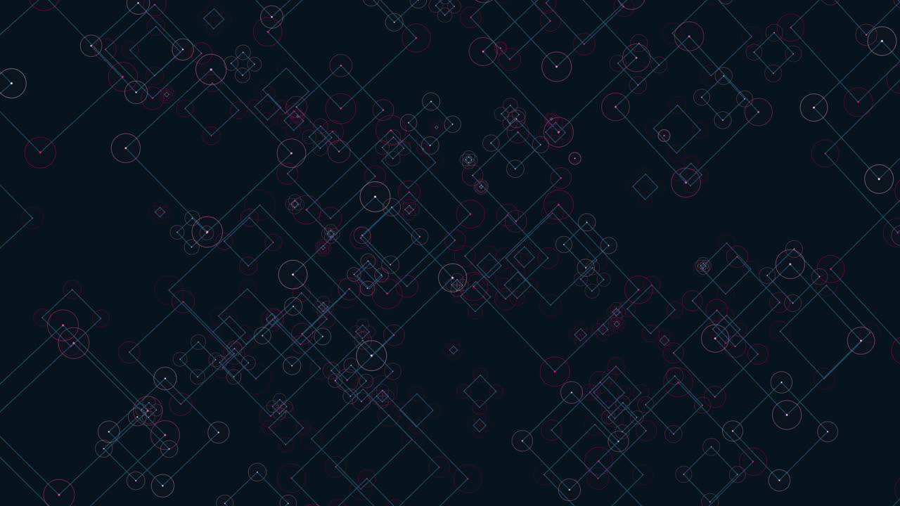 Fly futuristic cubes geometric shape with neon dots on dark gradient