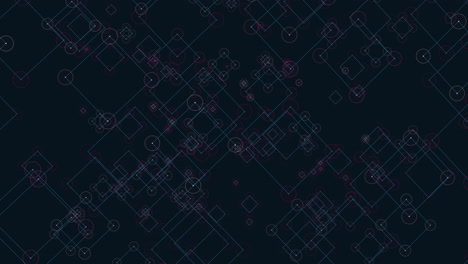 fly futuristic cubes geometric shape with neon dots on dark gradient