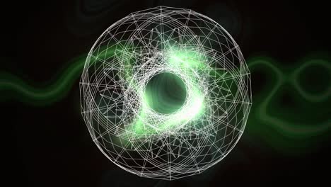 animación de formas geométricas sobre luces verdes sobre un fondo negro