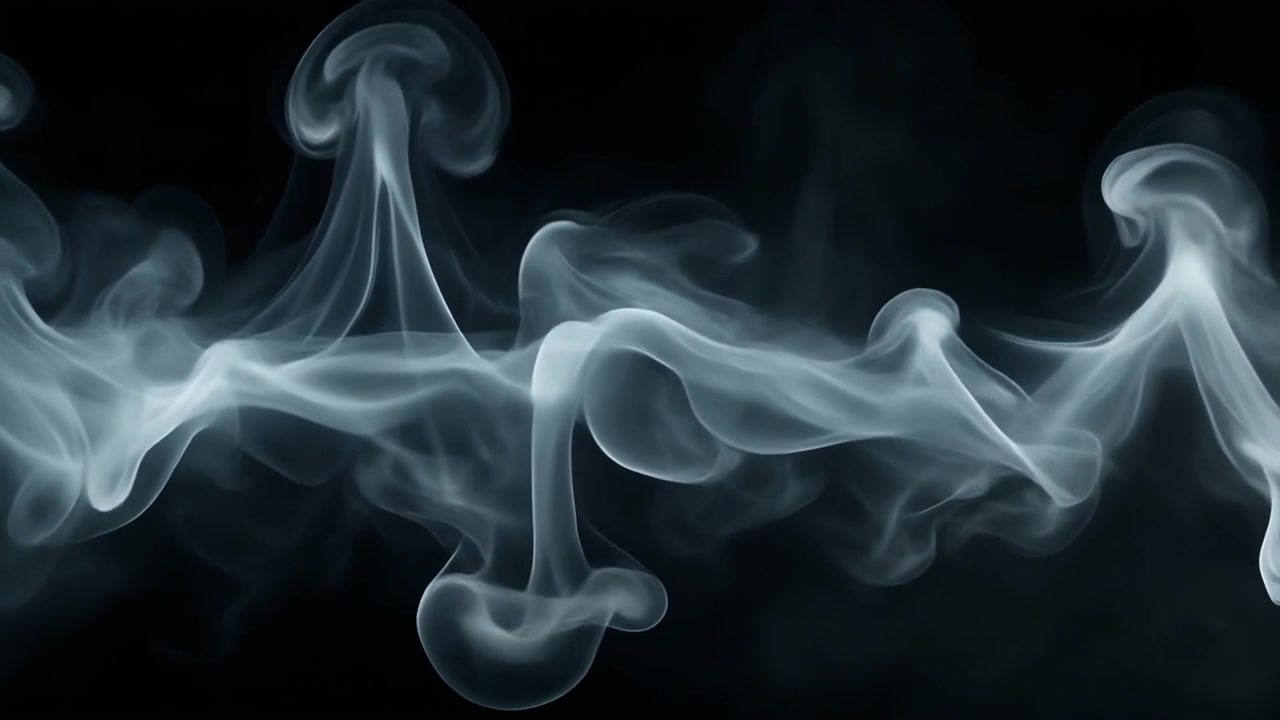 Abstract Fumo bianco che gira su uno sfondo nero