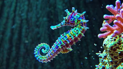 vibrant sea horse and coral