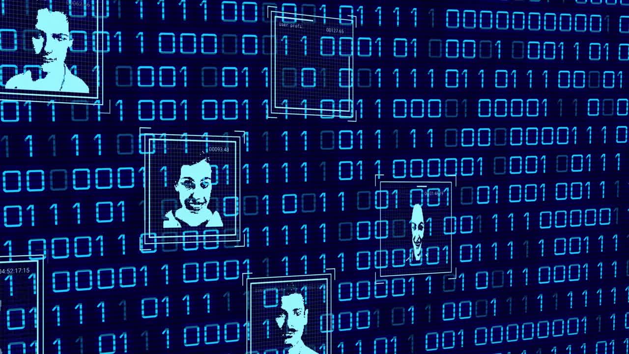 Animation of user profiles scanning against binary codes on digital interface