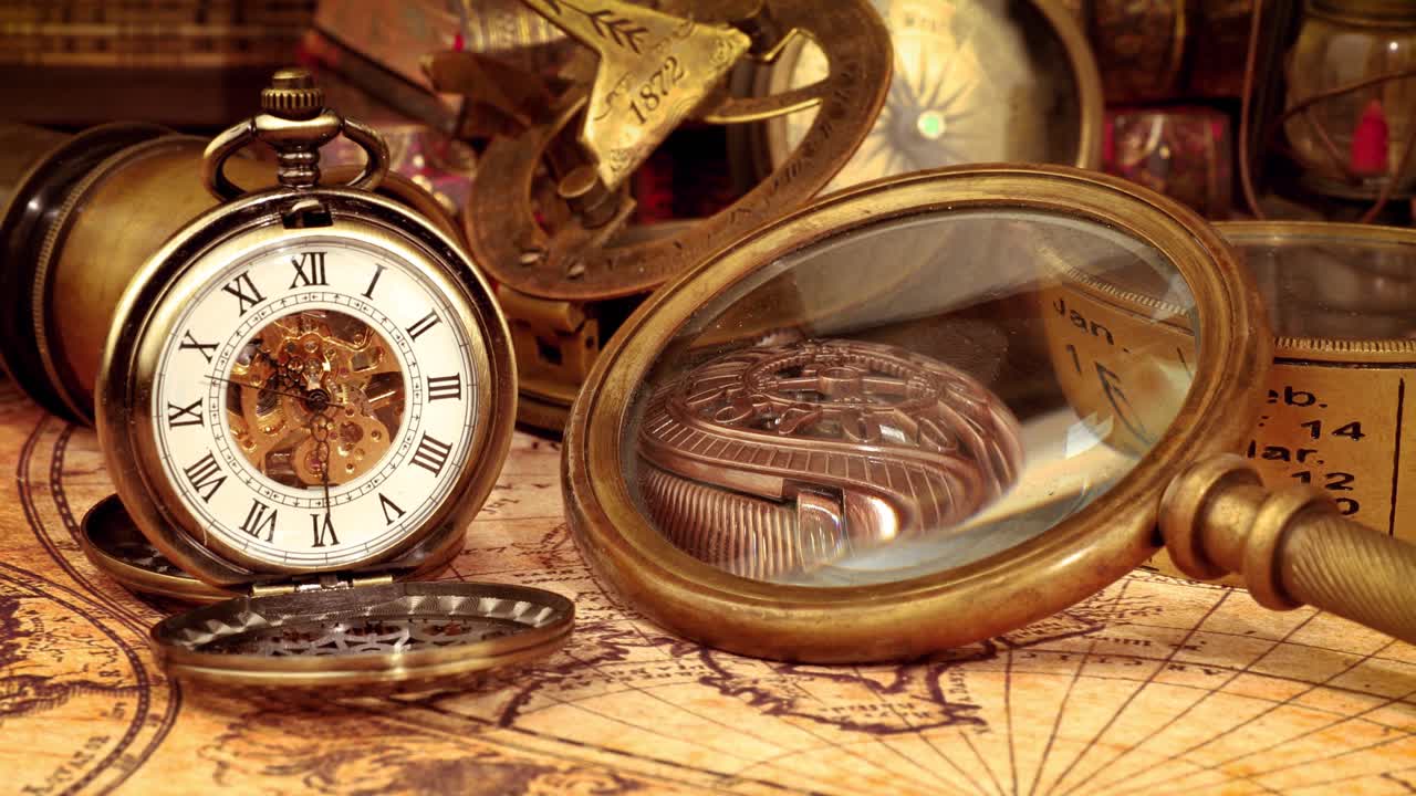 1565년의 오래된 지도에 그려진 빈티지 고정물입니다.