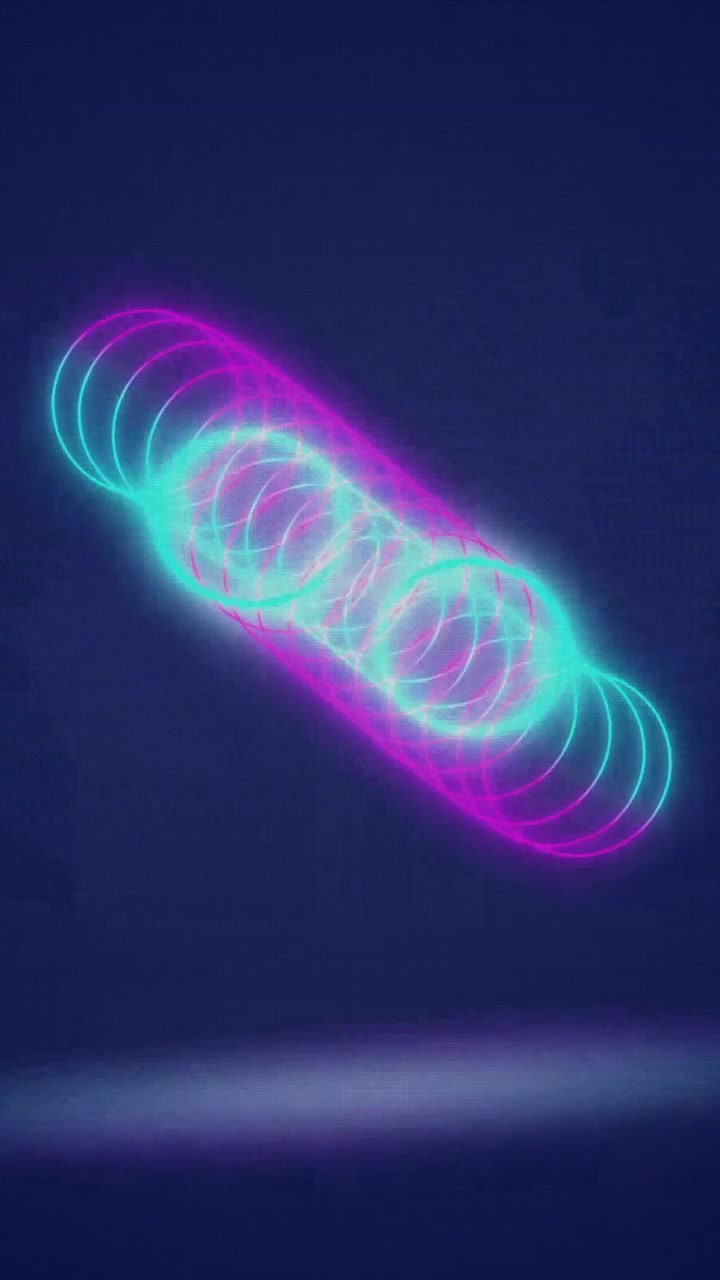 Colorful neon circles animation moving in dark background