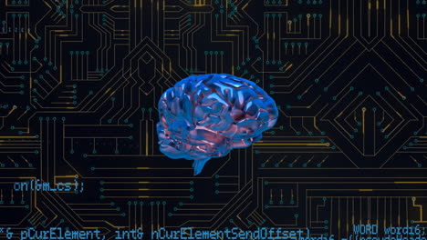 glowing brain and computer circuit board