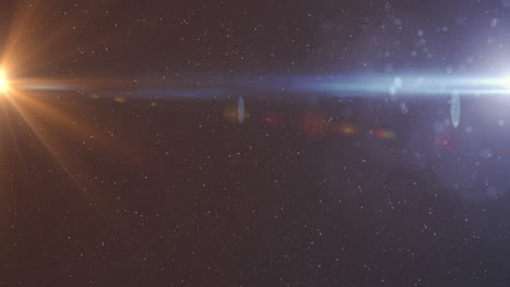 digital animation of spot of light and white particles against copy space on black background