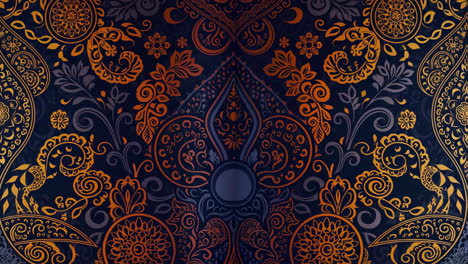 intricate orange and blue decorative pattern background