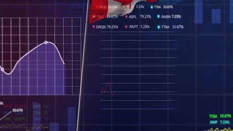 Animation-of-waving-canada-flag-over-financial-data-processing