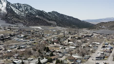 panoramic left to right descending aerial view over the town of eureka utah america