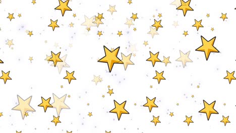 Animation-of-snow-falling-over-stars-on-white-background