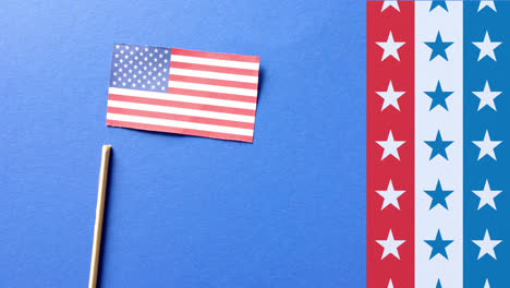 Animation-of-flag-of-united-states-of-america-on-blue-background