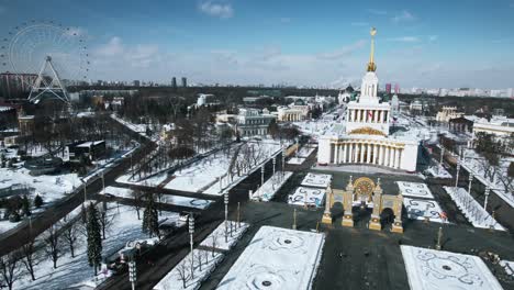 vdnkh park in moscow in winter