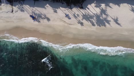 Bird-eye-aerial-of-Palmilla-Beach-in-Cabo-San-Lucas,-slice-of-paradise-on-the-southern-tip-of-the-Baja-California-Peninsula,-perfect-gentle-waves-for-relax-and-unwind-in-this-coastal-haven