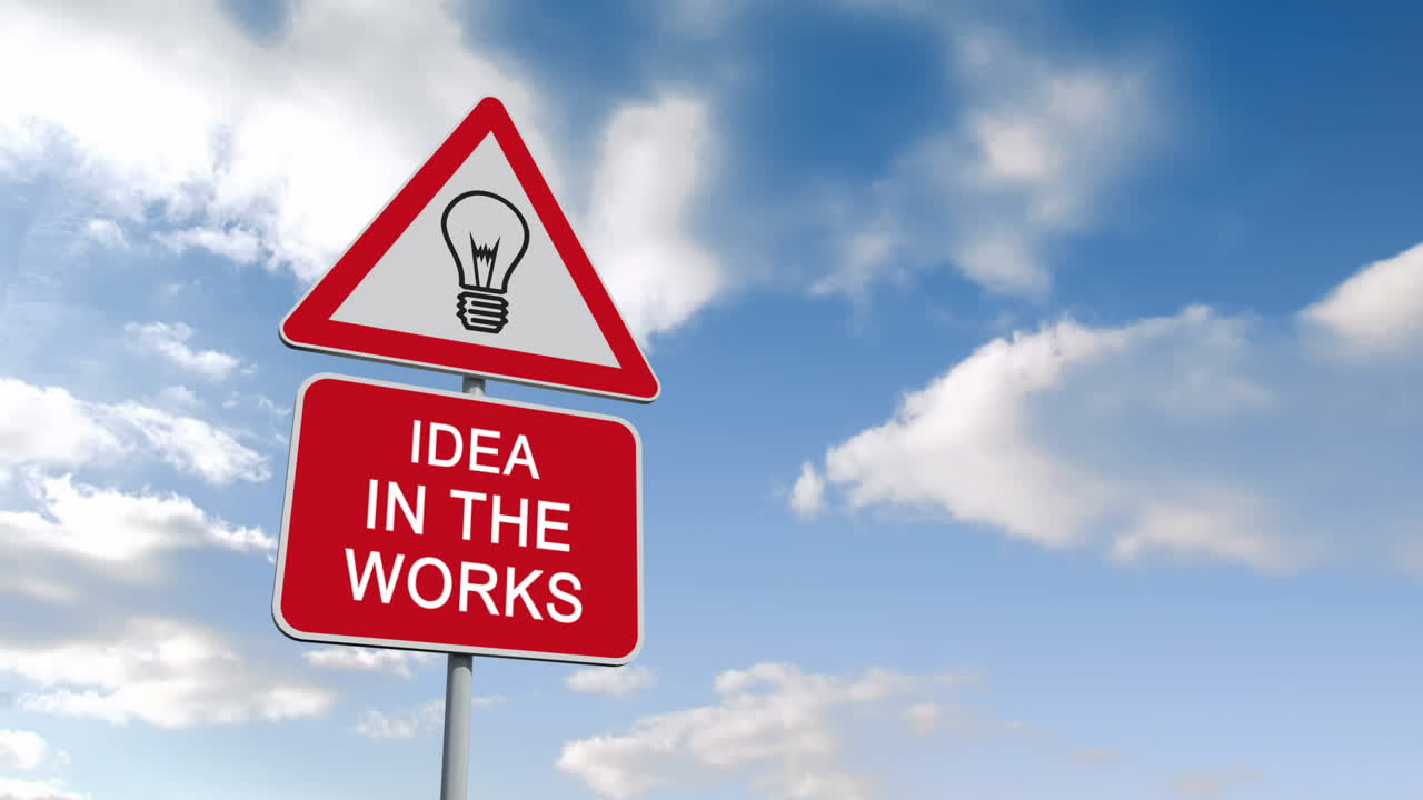 idea en las obras signo contra el cielo azul