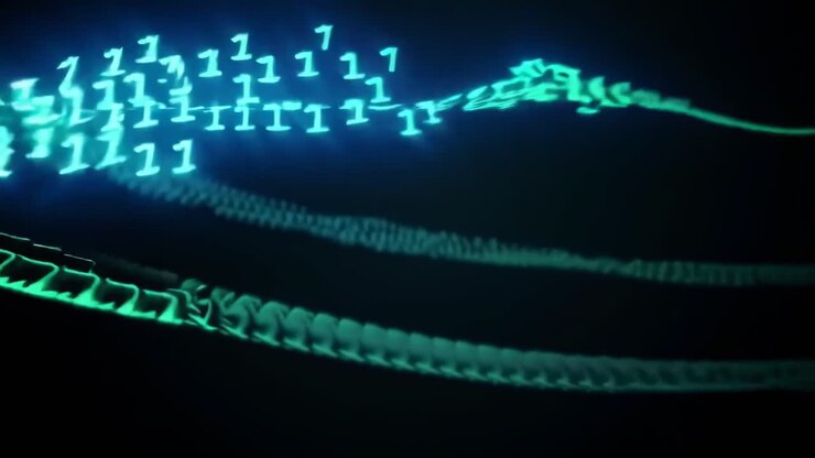 Dynamic video of glowing green chains in a low-angle shot, creating a futuristic vibe