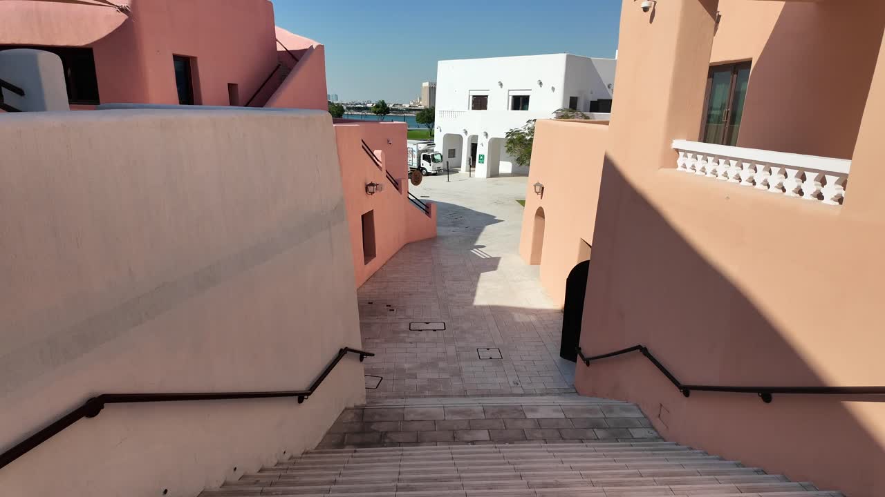 Colorful Residential Buildings in a Courtyard