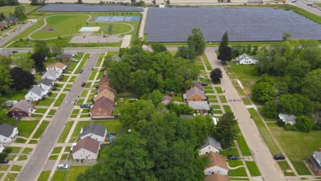 plymouth i-96 residential neighborhood and adjacent solar panel field, detroit, michigan, usa