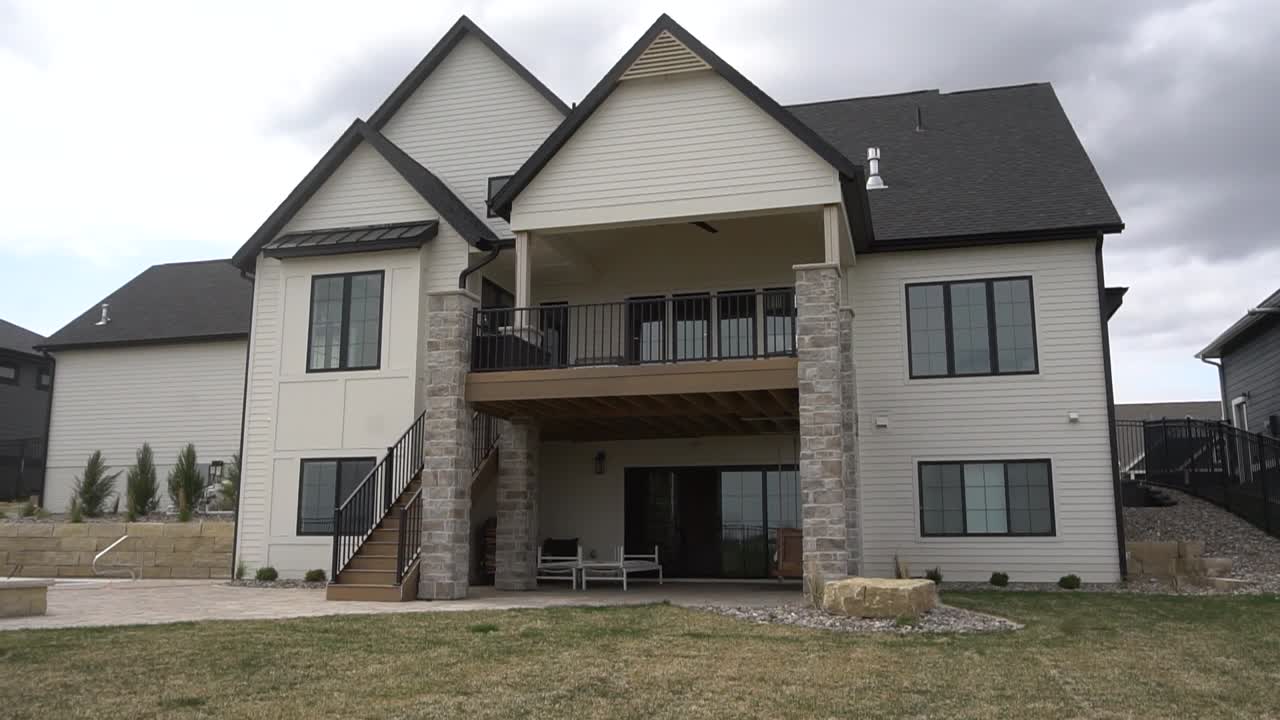 Backyard of an Iowa suburb house.