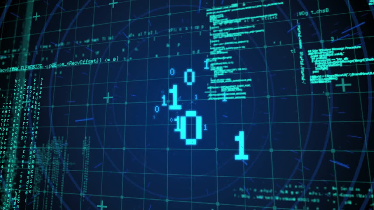 Animation of data processing on black background