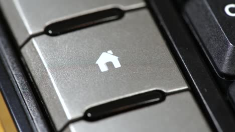 man pressing a home button, finger pushing home symbol shortcut key on a keyboard, object closeup, real estate business mortgage loan, flat apartment rental and buying, taking action abstract concept