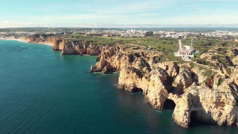 Ponta-da-Piedade-headland,-group-of-rock-formations-along-coastline-of-Lagos