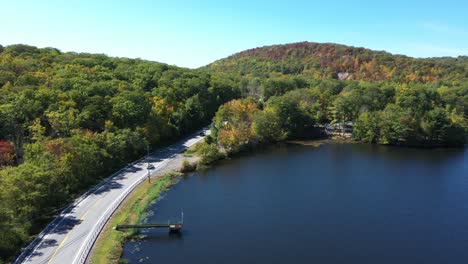 majestic coastline road of harriman state park in aerial view