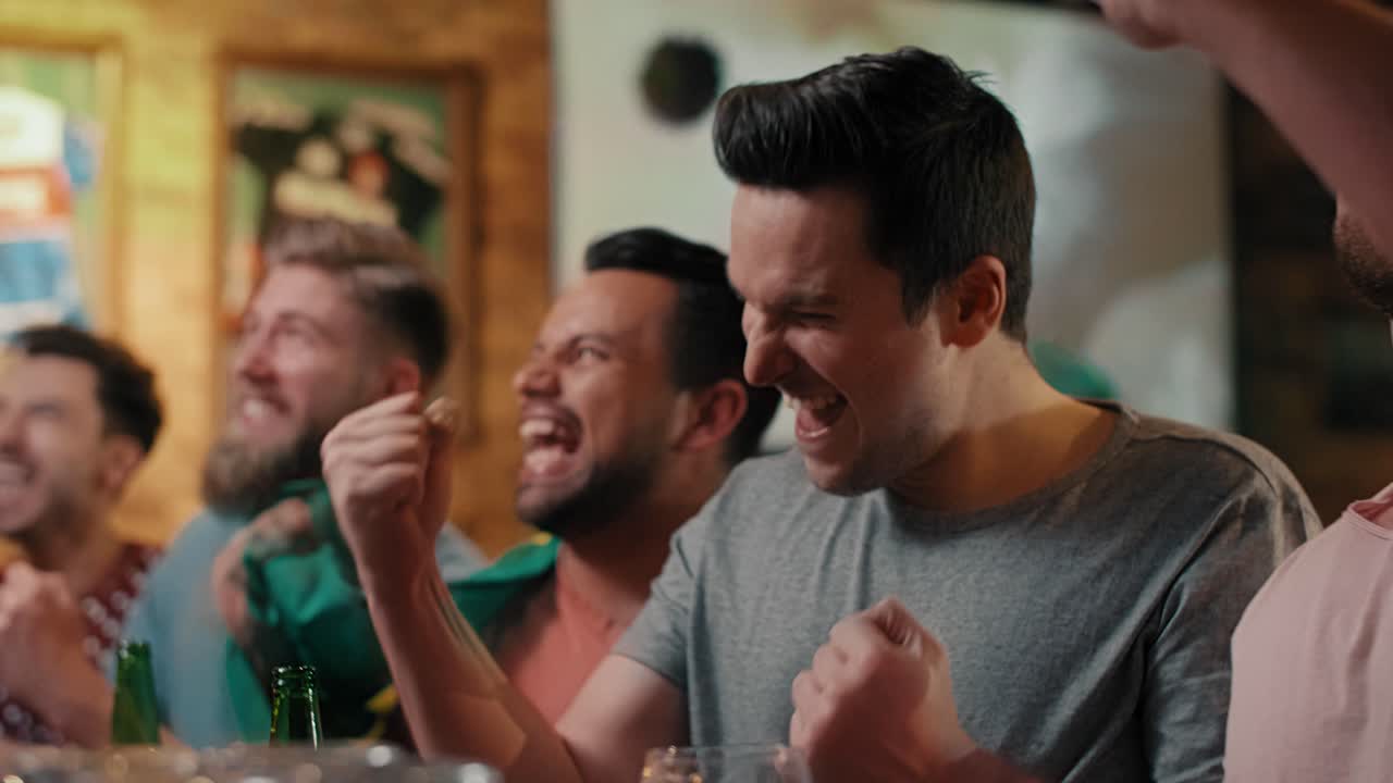 Stressed football fans supporting their team