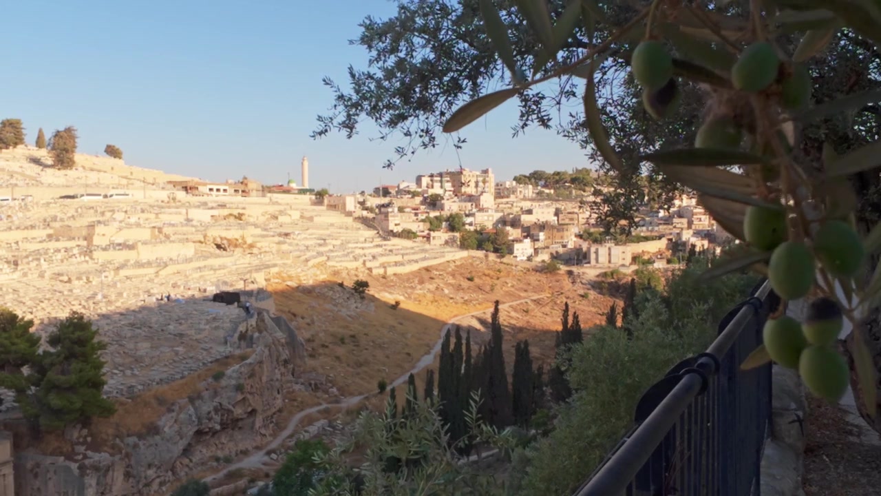 Vista panoramica della città vecchia di Gerusalemme dal Monte degli Ulivi