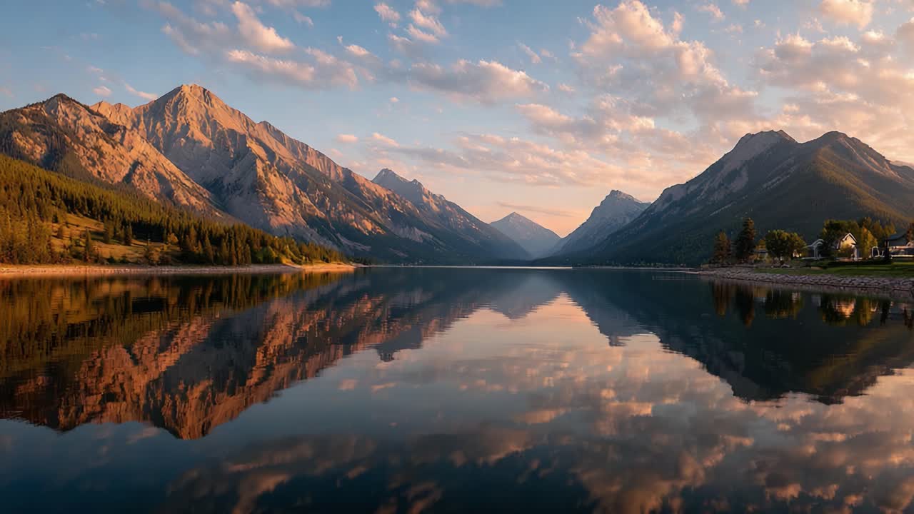 Serene Mountain Landscape Reflected in Crystal Clear Waters at Dawn ...