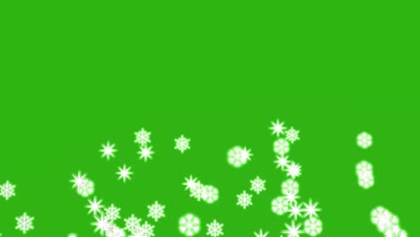 copos de nieve voladores en una pantalla verde. efectos de navidad y año nuevo para videos. marco de video de navidad.