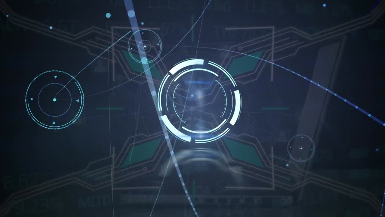 Animazione di una rete di connessioni con icone su scansione dell'area di copertura