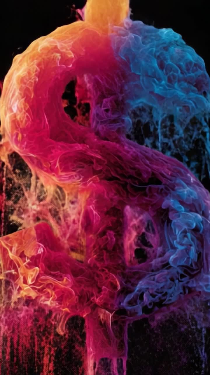 A Vibrant Transformation of the Dollar Symbol: Exploring the Dynamic Colors and Fluid Shapes of Wealth Representation Through Artistic Smoke Effects