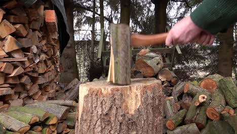 a man chopping wood in slow motion