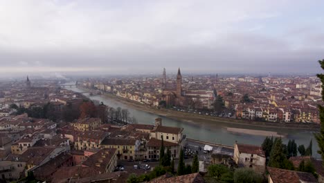 verona, italy - european city landscape - architecture and adige river, static wide panorama