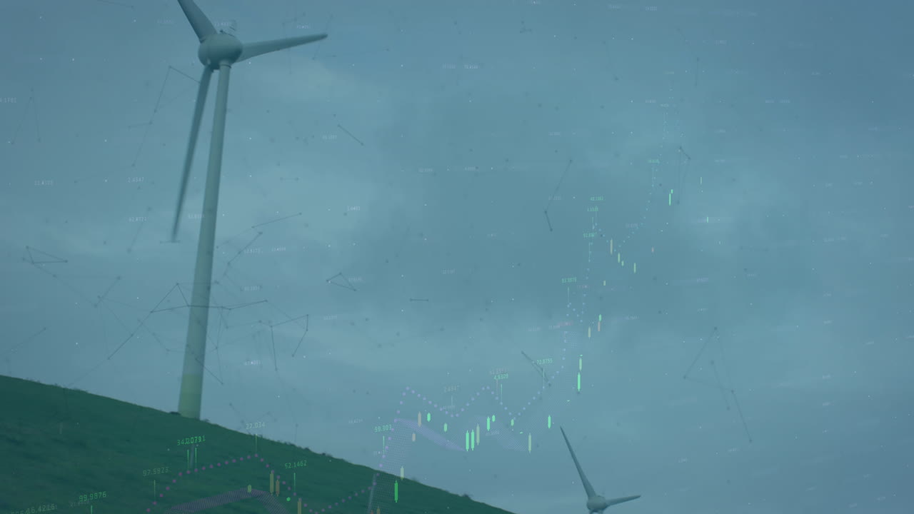 풍력 터빈에서 데이터 처리의 애니메이션
