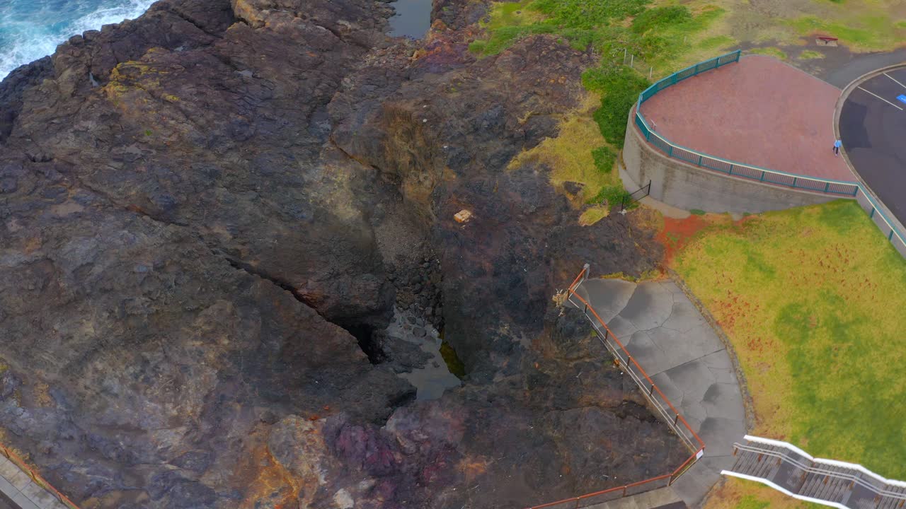 vista aérea de kiama blowhole cerca de la ciudad costera de kiama, nueva gales del sur, australia