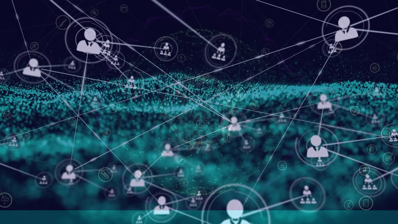 Animation of globe and network of connections over black background
