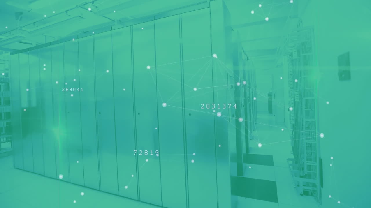 컴퓨터 서버를 통해 디지털 데이터 처리의 애니메이션