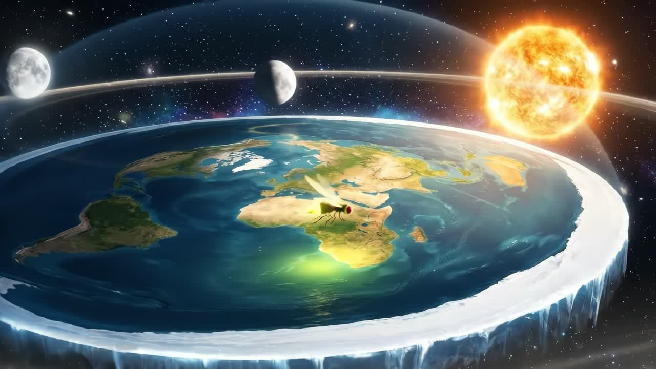 Conceptual Animation of Flat Earth Model with Sun and Moon