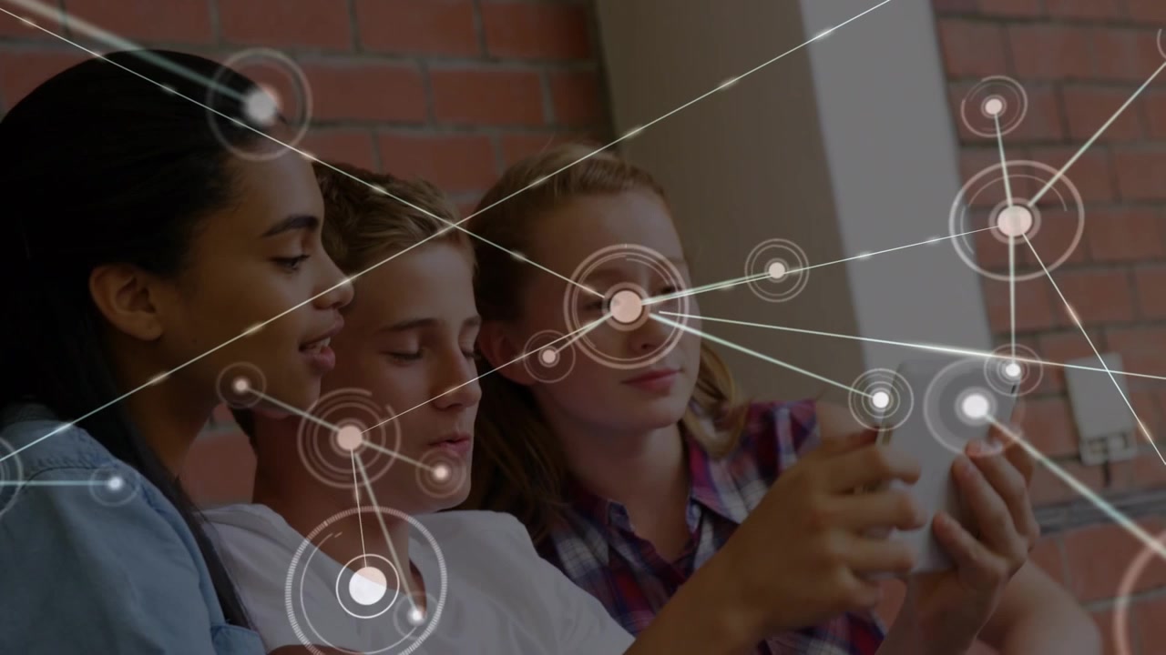 Animation of network of connections over students in classroom