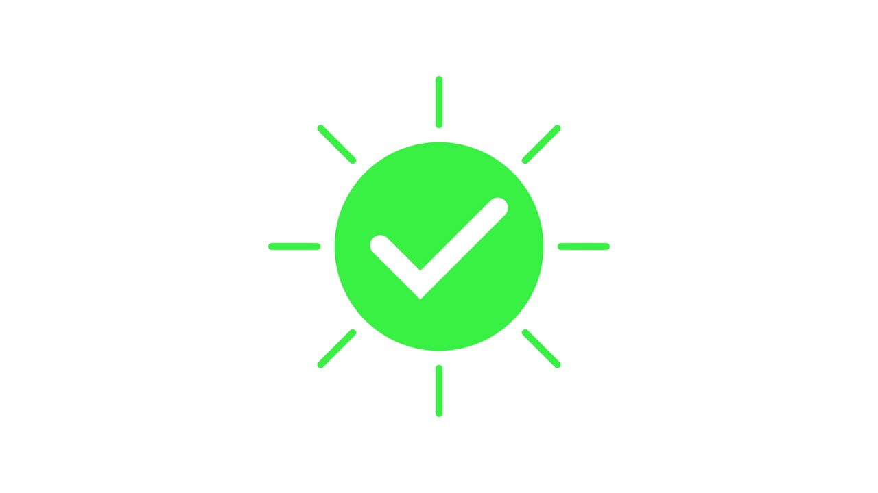 Animated Green Checkmark Icon with Sunburst Effect