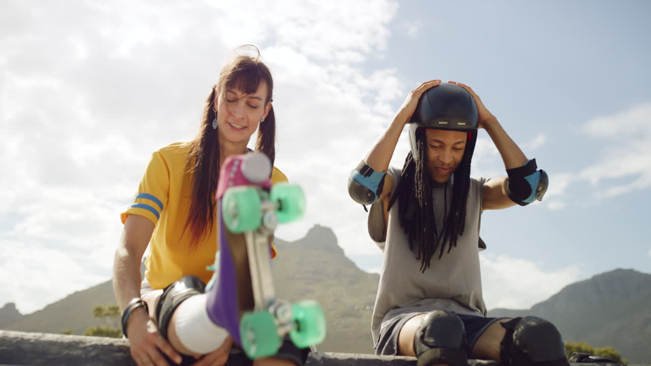 Trendy interracial couple preparing