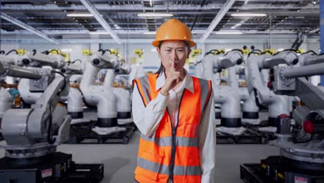 ingeniero en una fábrica con robots