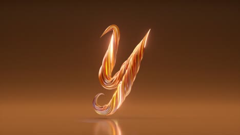 collection living alphabet. unique twisted letters. orange. letter y. 3d animation of seamless loop with alpha matte