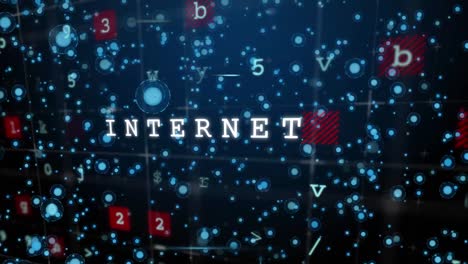 Animation of connections, virus scanning and dots on green background