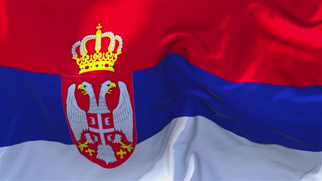 107 bandera de serbia ondeando en el viento animación en cámara lenta 4k textura de tela realista bandera soplando suavemente