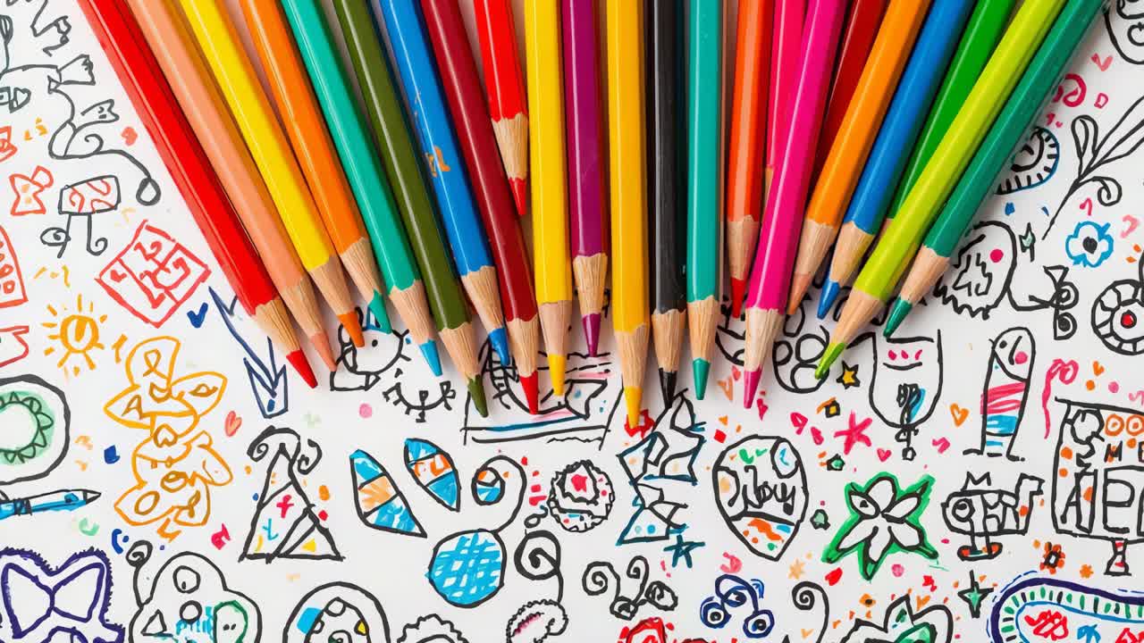 Colorful Pencils and Whimsical Drawings