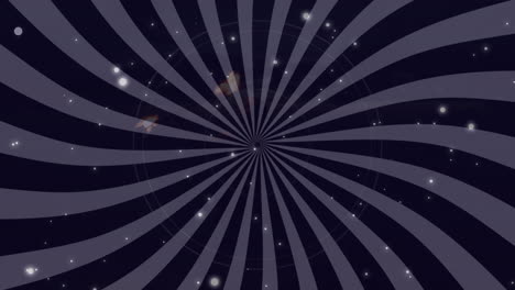 animation of flashing lights over spinning black and white stripes