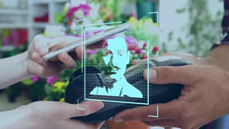 animación de fotos de las redes sociales sobre personas que utilizan terminales de pago