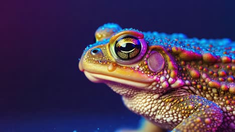 close-up of a vibrant, colorful toad